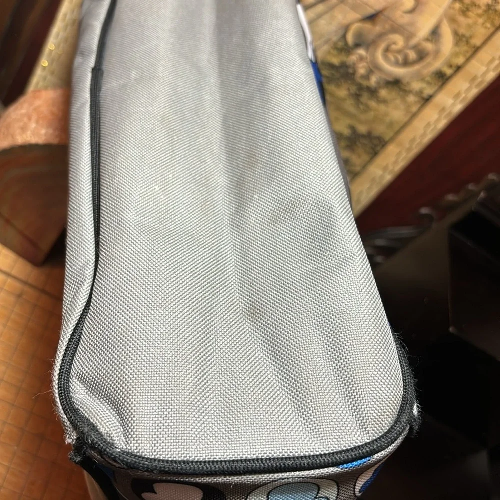 Disney Baby Diaper Bottle Shoulder Mickey Bag Grey Blue Canvas GUC 14”Lx11”Hx5”